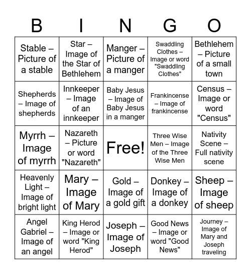 THE NATIVITY Bingo Card