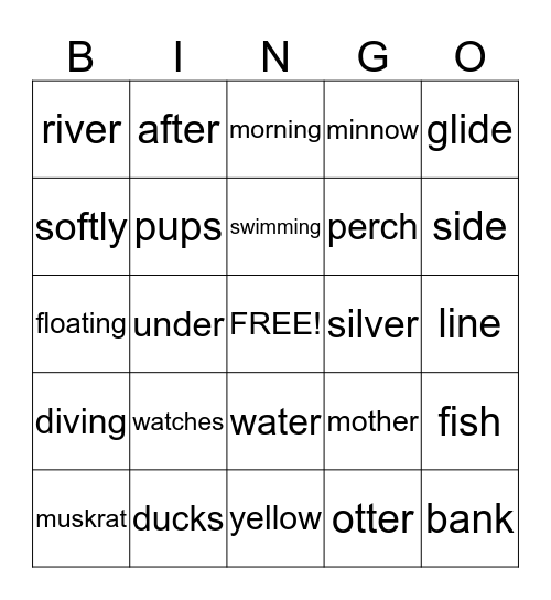 Otters Under Water Bingo Card