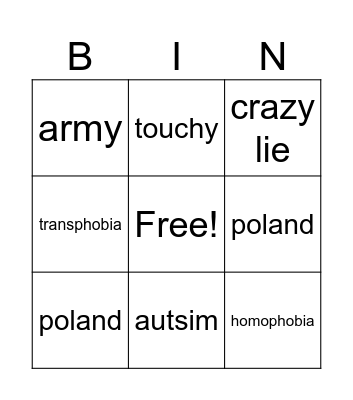 matt Bingo Card