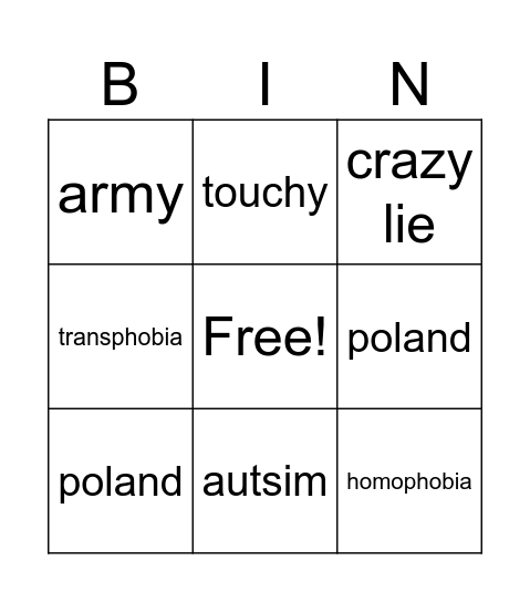 matt Bingo Card