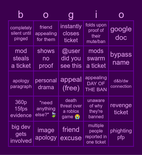 bog ticket process Bingo Card