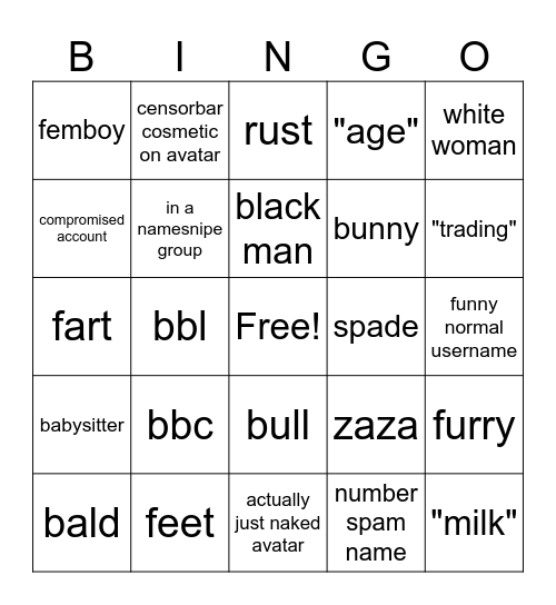 aos Bingo Card