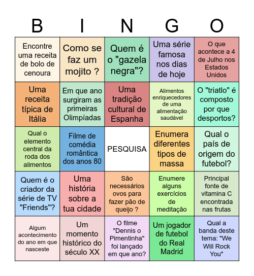 Pesquisa Online Bingo Card