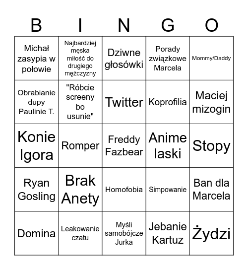 Rozmowy po 23 Bingo Card