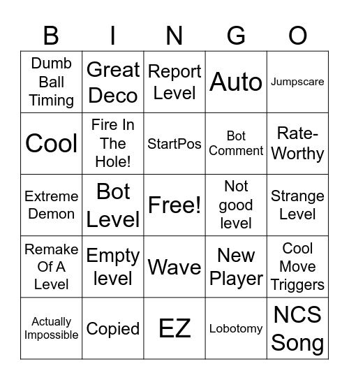 GD Bingo Board Bingo Card