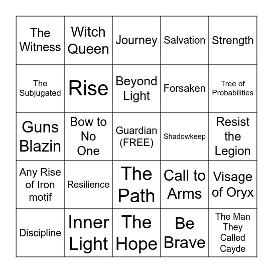 FINAL SHAPE MOTIF BINGO Card