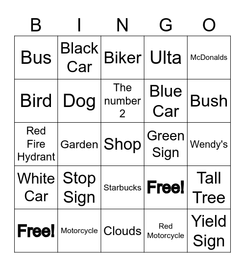 On The Go Bingo! Bingo Card