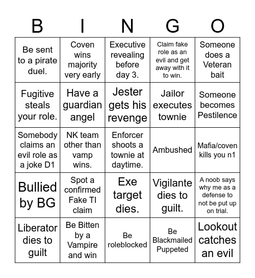 Bloxston mystery bingo Card