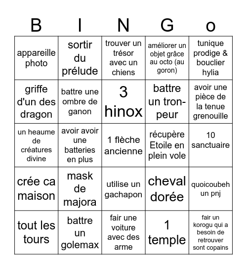 bingo zelda totk Bingo Card