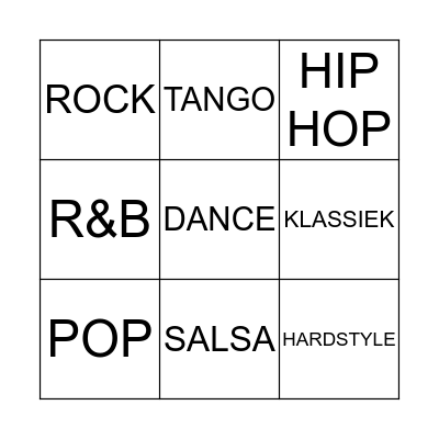 MUZIEKSTIJLEN BINGO Card