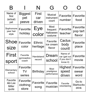 Untitled Bingo Card