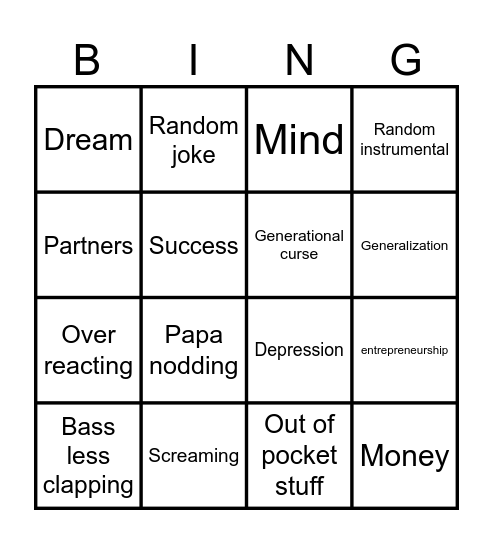Untitled Bingo Card