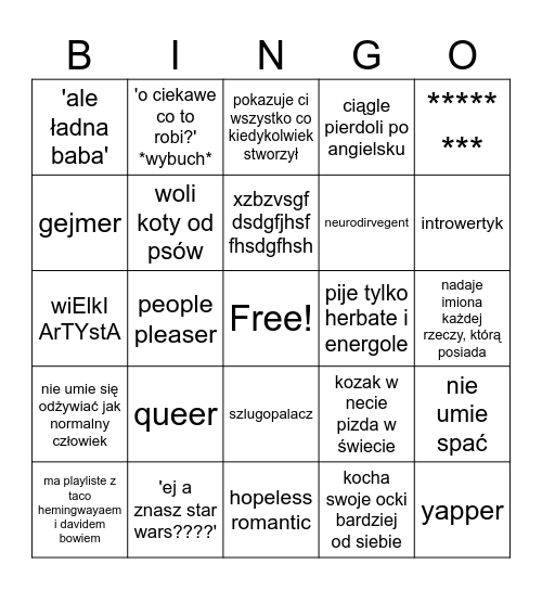 AIDEN BINGO Card