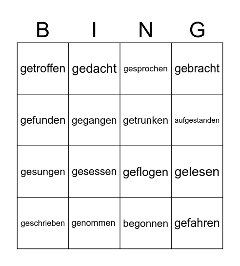 PERFEKT Bingo Card
