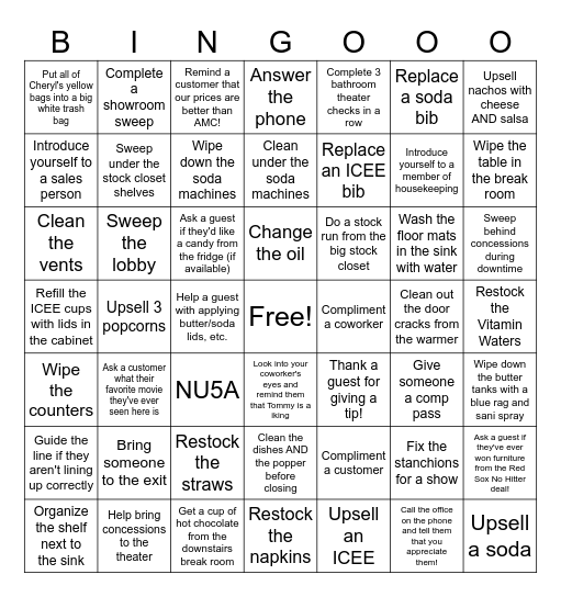 IMAX Bingo Card