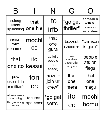 gpo crew expireince bingo Card