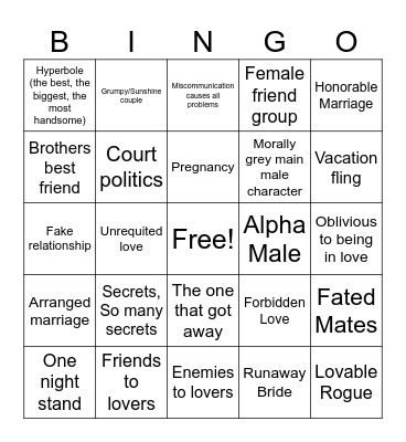 Yarn Hive Book Club Romance Edition Bingo Card