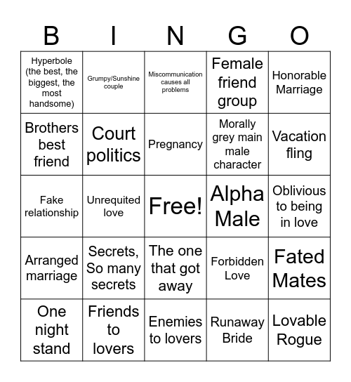 Yarn Hive Book Club Romance Edition Bingo Card