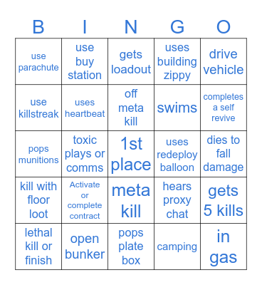 TEAMSALTYY WARZONE BINGO Card