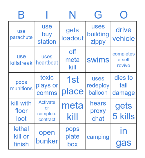 TEAMSALTYY WARZONE BINGO Card