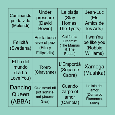 BINGO MUSICAL Bingo Card