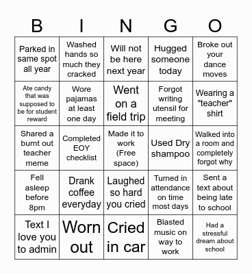 EOY Luau Bingo Card