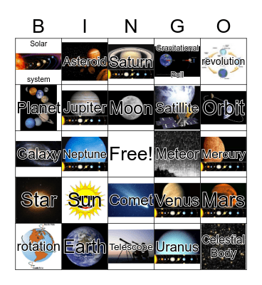 The Solar System Bingo Card