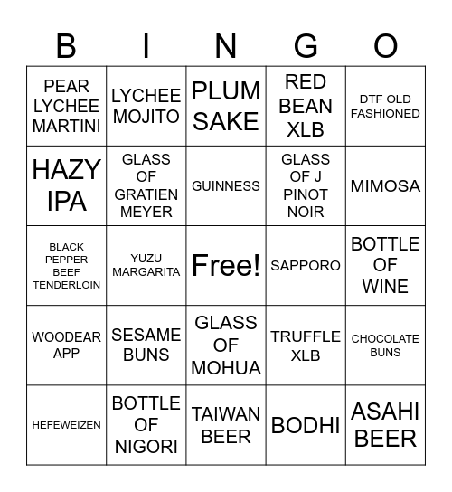 BAO BAO BINGO Card