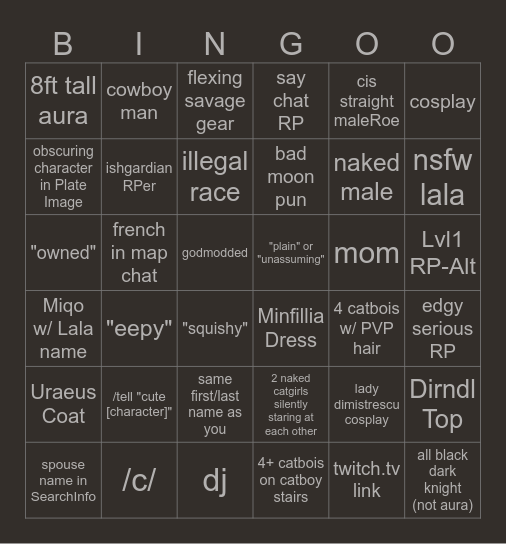 Balmung Bingo Card