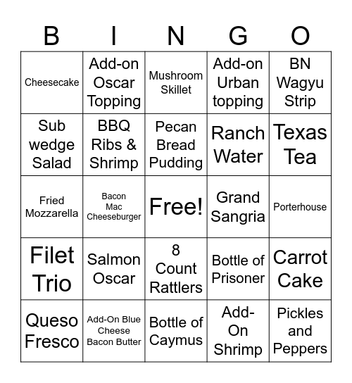 SALTGRASS BINGO Card