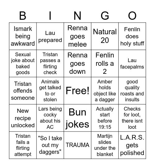 Doors of Destiny Bingo Card