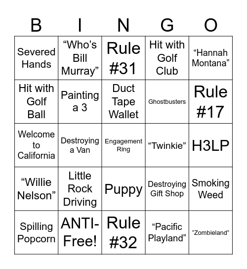 Zombieland - Round 2 Bingo Card