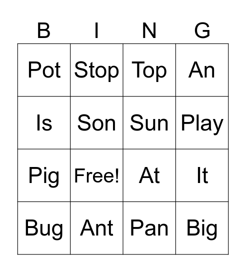 Week 1 Bingo Card