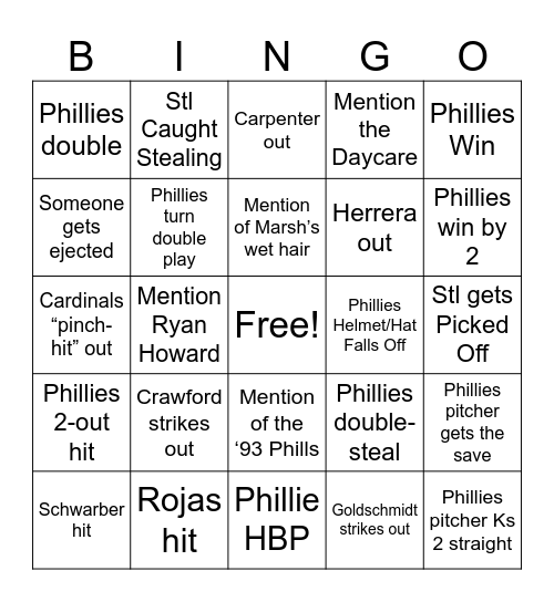 June 2nd ESPN Sunday Night Baseball Bingo Card