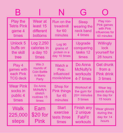 June Tasks Bingo Card