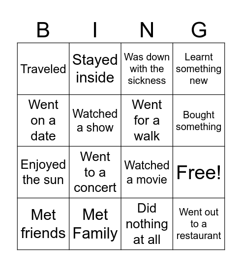 FT Bingo Weekend Bingo Card