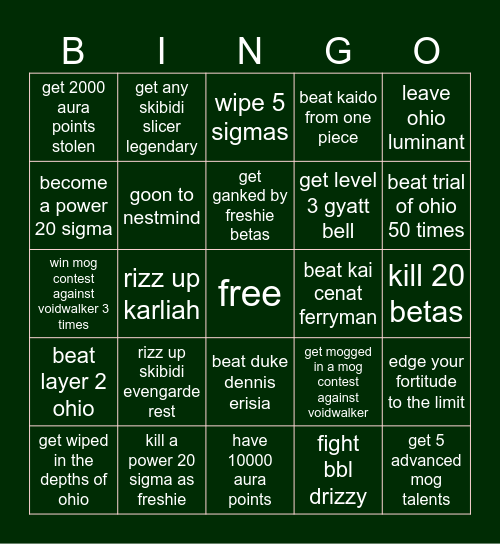 deepwoken Bingo Card