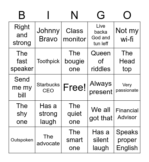 Princess Front Office Personality Bingo Card