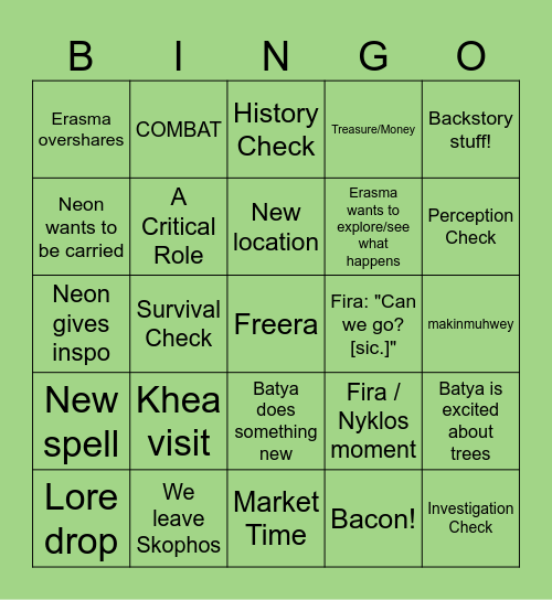 Bingo Bongo Caprese Salad Bingo Card