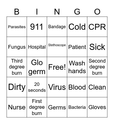 Infection Control Bingo Card