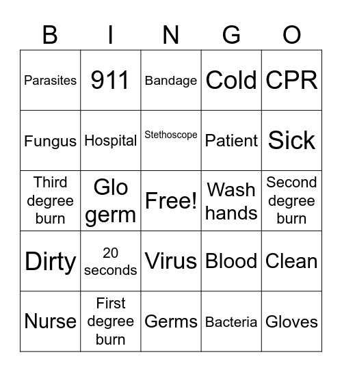 Infection Control Bingo Card