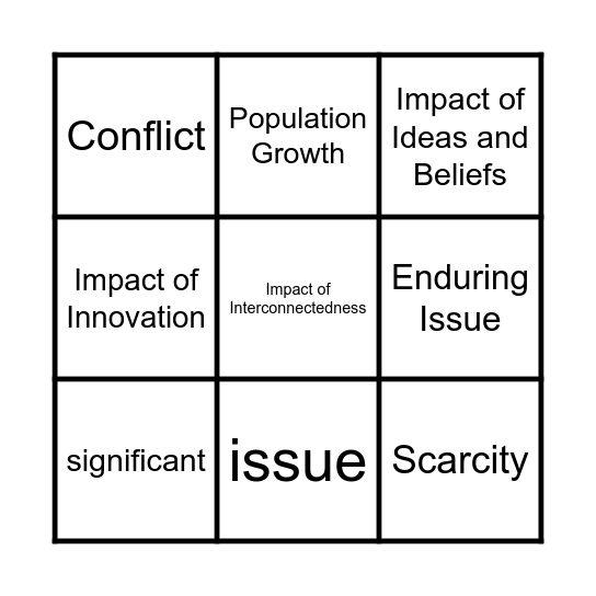 Enduring Issues Review Bingo Card