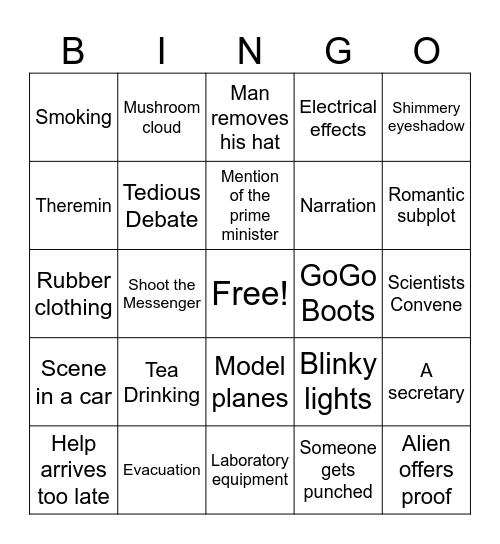 Stranger From Venus Bingo Card