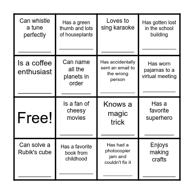 Human Bingo Card