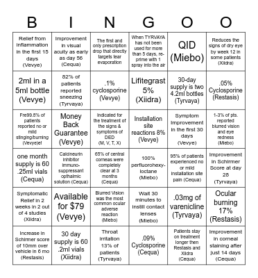 Competitive Bingo Card