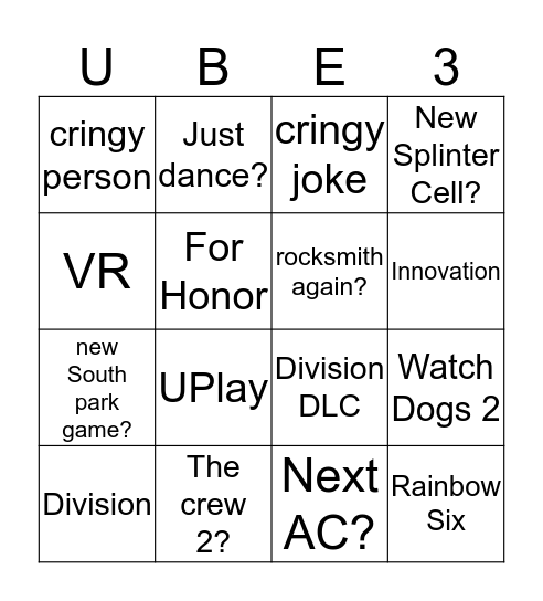 Ubisoft Bingo Card