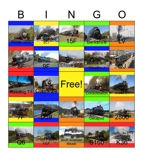 The Very Best of 8 and 10 Coupled Steam Engines Bingo Card