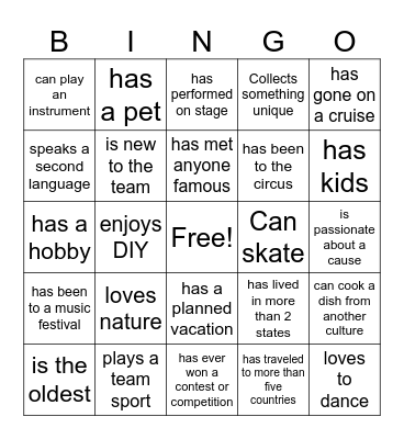 Find someone who... Bingo Card