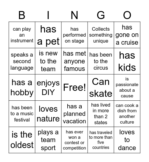 Find someone who... Bingo Card