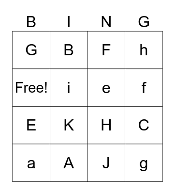 Alphabet Bingo Card